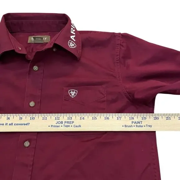 Ariat Boys Team Logo Twill Shirt XL Button Down Red Western Cowboy Rodeo Youth - Picture 4 of 10